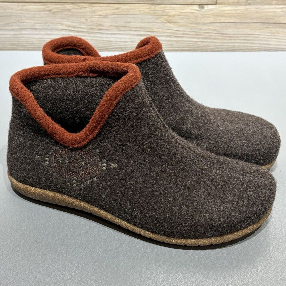 TAOS Woolside Slip On Booties Southwestern Embroidery Gray EU 38 US 7-7.5